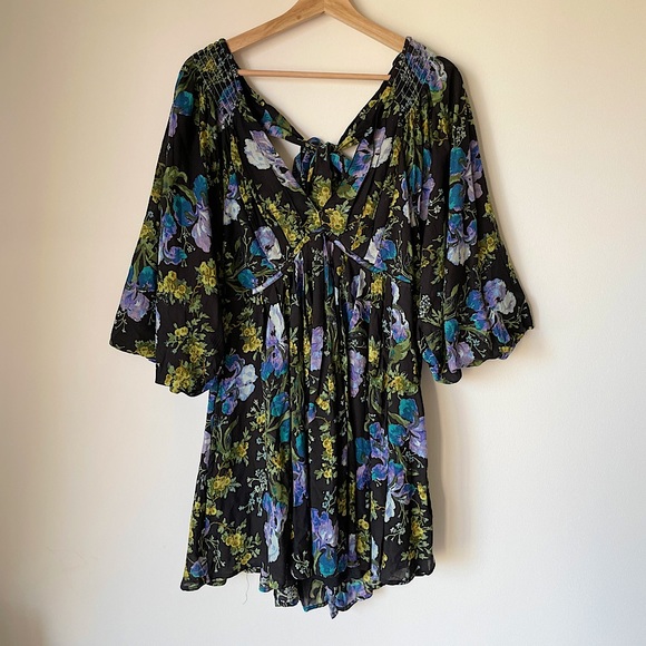 NEW Free People Beck Mini Dress In Black Combo - Picture 11 of 14